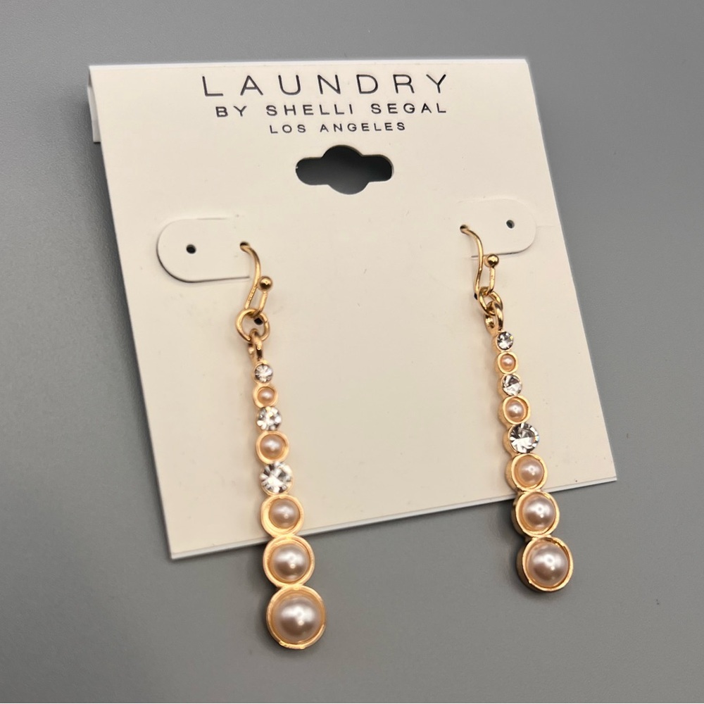 Laundry by Shelli Segal Gold and Pearl Drop Earrings